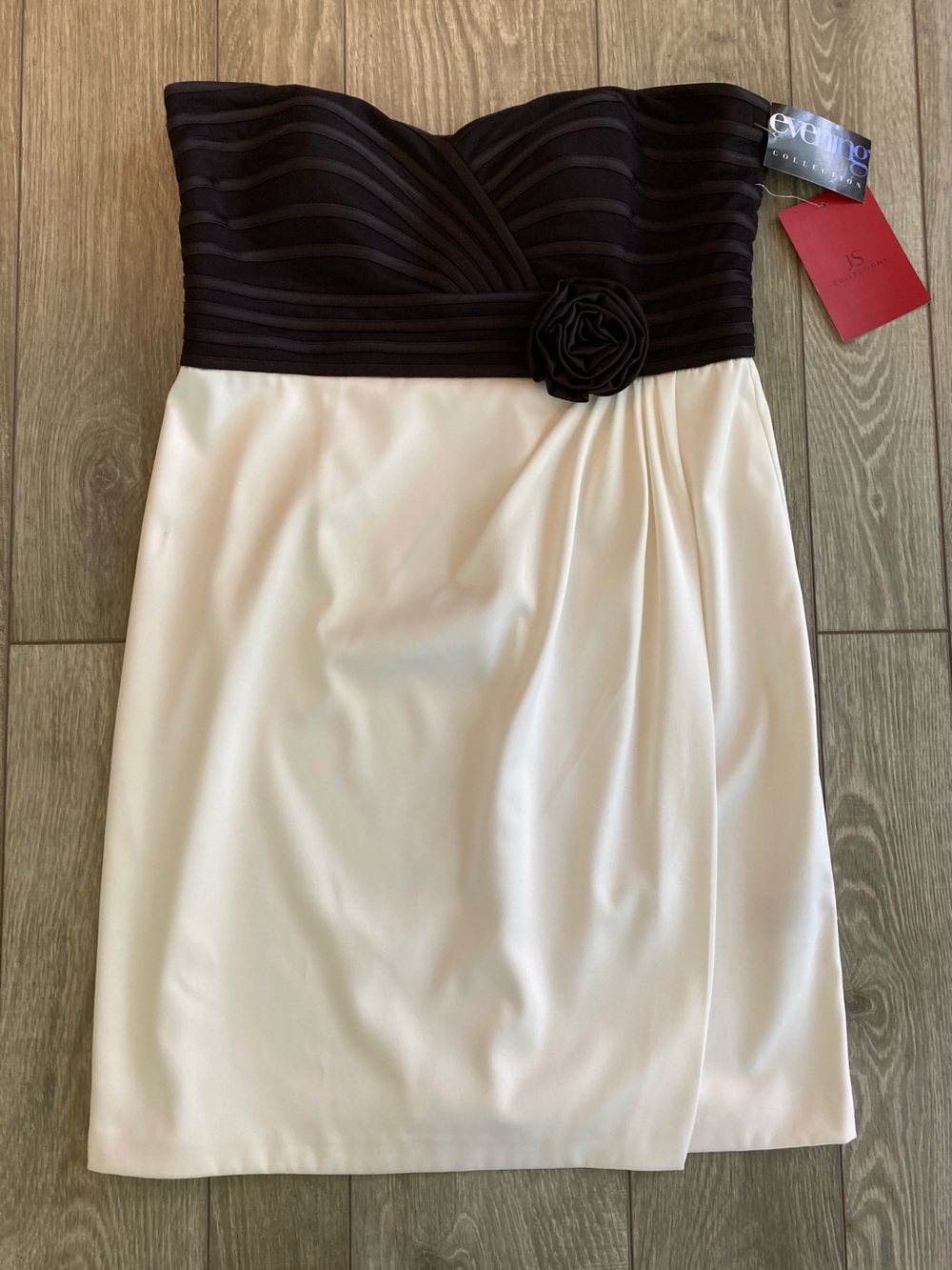 JS Collections Strapless Sweetheart Dress in Black and White